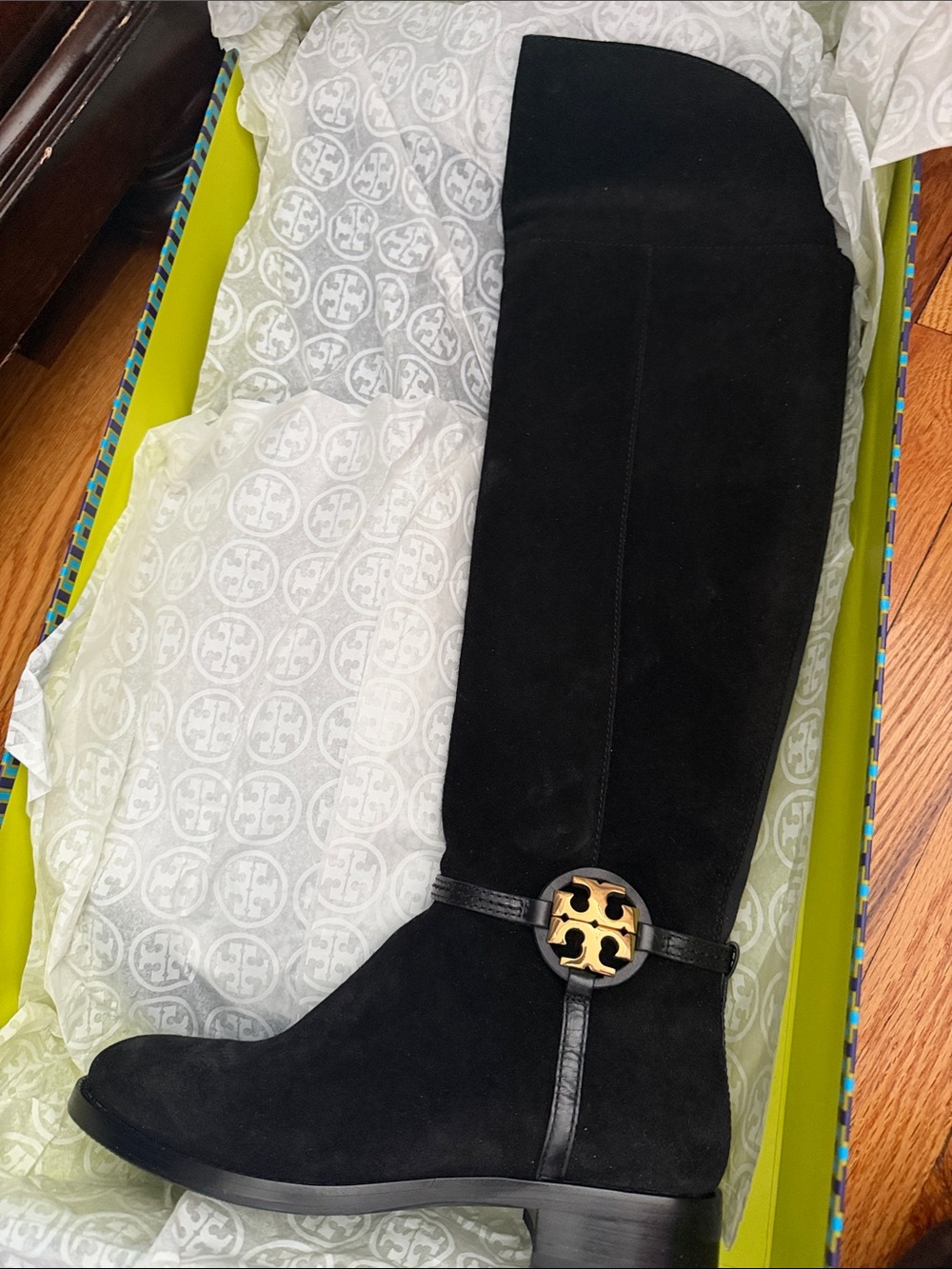 Tory Burch Black Miller 25MM
Over the Knee Boot with Gold Logo Medallion